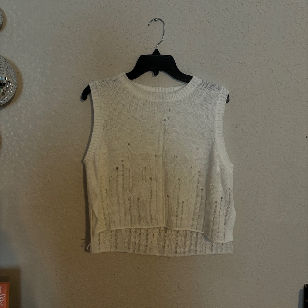 Wild Fable cropped distressed knitted top